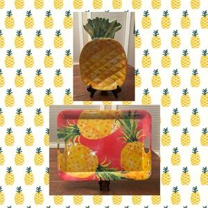 Pineapple Bowl & Pineapple Serving Tray, Medium Melamine Bowl & Large Tray Set